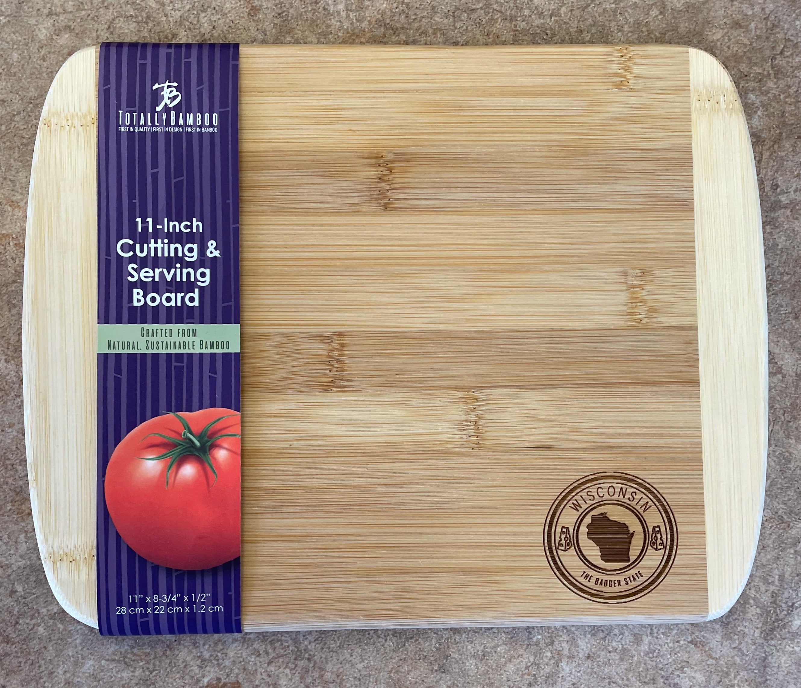 Wisconsin Stamp Wooden Cutting Board - $10